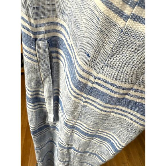 Helen Jon Striped Linen Midi Dress Women’s Size Large Blue Lightweight - Picture 4 of 6